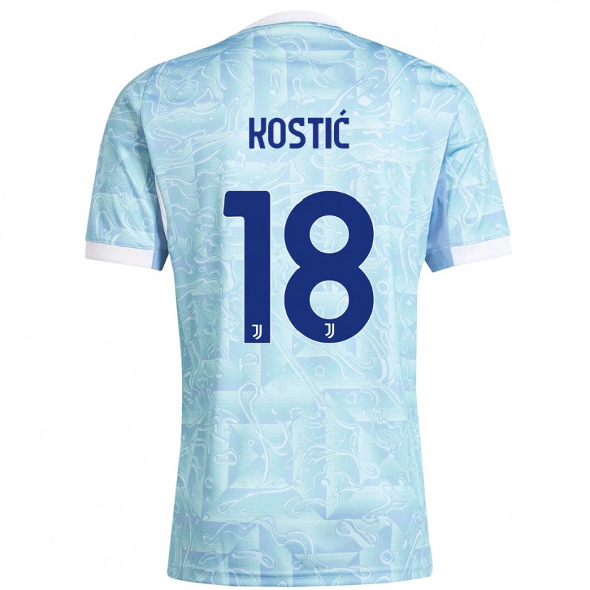 Danxen Criança Camisola Filip Kostić #18 Azul Celeste Amarelo Alternativa 2025/26 Camisa