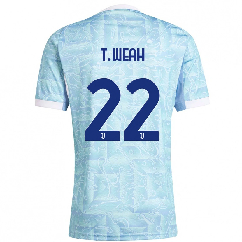 Danxen Criança Camisola Timothy Weah #22 Azul Celeste Amarelo Alternativa 2025/26 Camisa