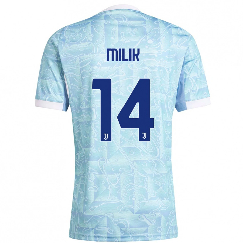 Danxen Criança Camisola Arkadiusz Milik #14 Azul Celeste Amarelo Alternativa 2025/26 Camisa