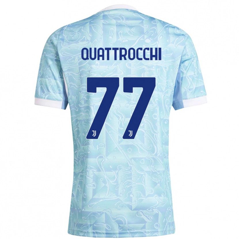 Danxen Criança Camisola Juan Ignacio Quattrocchi #77 Azul Celeste Amarelo Alternativa 2025/26 Camisa