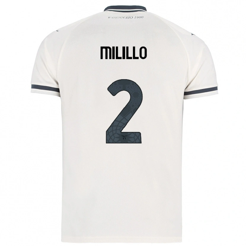 Danxen Criança Camisola Flavio Milillo #2 Branco Marinho Alternativa 2025/26 Camisa