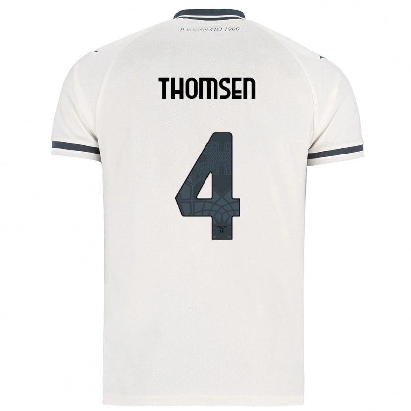 Danxen Criança Camisola Maria Møller Thomsen #4 Branco Marinho Alternativa 2025/26 Camisa