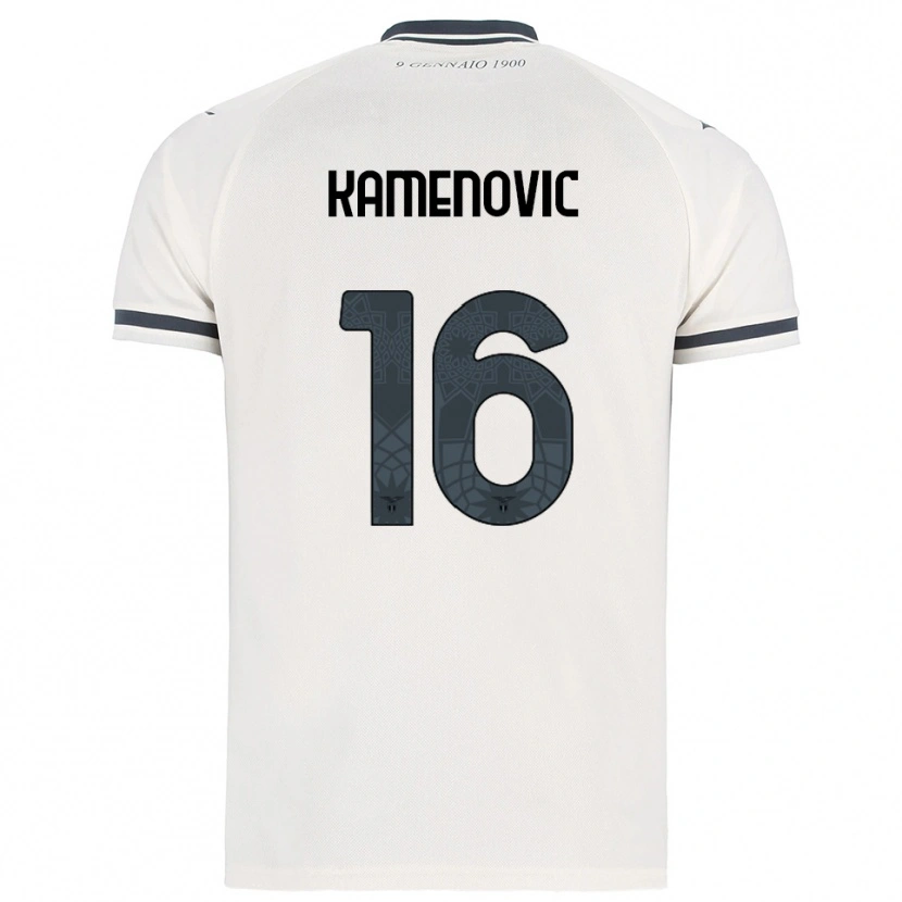Danxen Criança Camisola Dimitrije Kamenovic #16 Branco Marinho Alternativa 2025/26 Camisa