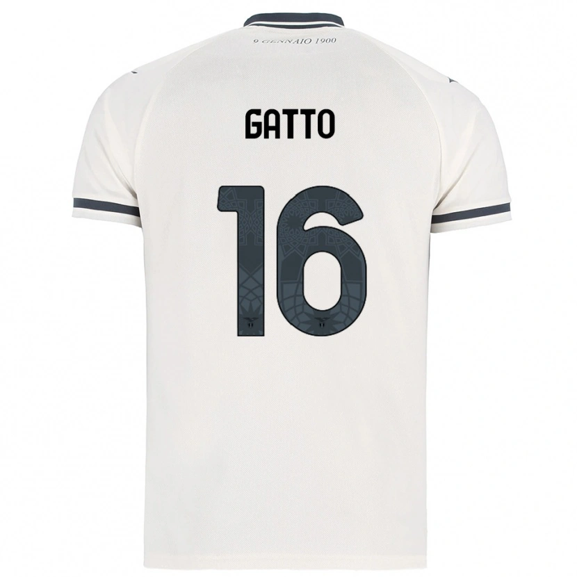 Danxen Criança Camisola Francesco Gatto #16 Branco Marinho Alternativa 2025/26 Camisa