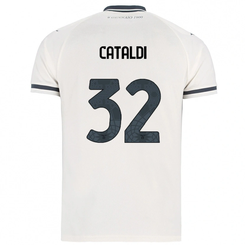 Danxen Criança Camisola Danilo Cataldi #32 Branco Marinho Alternativa 2025/26 Camisa
