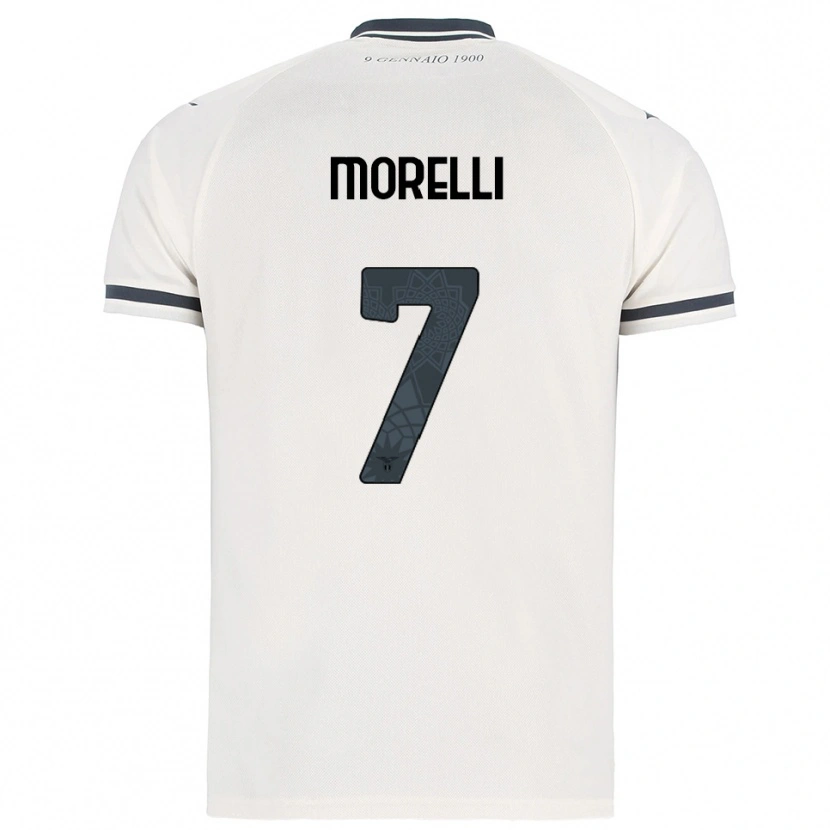 Danxen Criança Camisola Matteo Morelli #7 Branco Marinho Alternativa 2025/26 Camisa