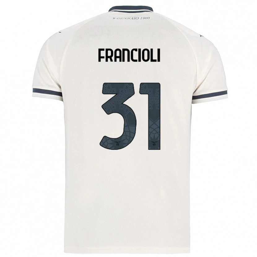 Danxen Criança Camisola Diego Francioli #31 Branco Marinho Alternativa 2025/26 Camisa