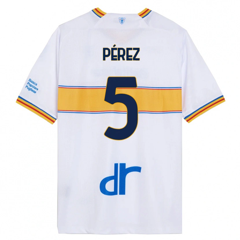 Danxen Criança Camisola Matías Pérez #5 Branco Amarelo Alternativa 2025/26 Camisa