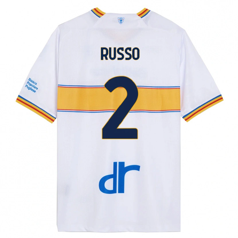 Danxen Criança Camisola Luca Russo #2 Branco Amarelo Alternativa 2025/26 Camisa