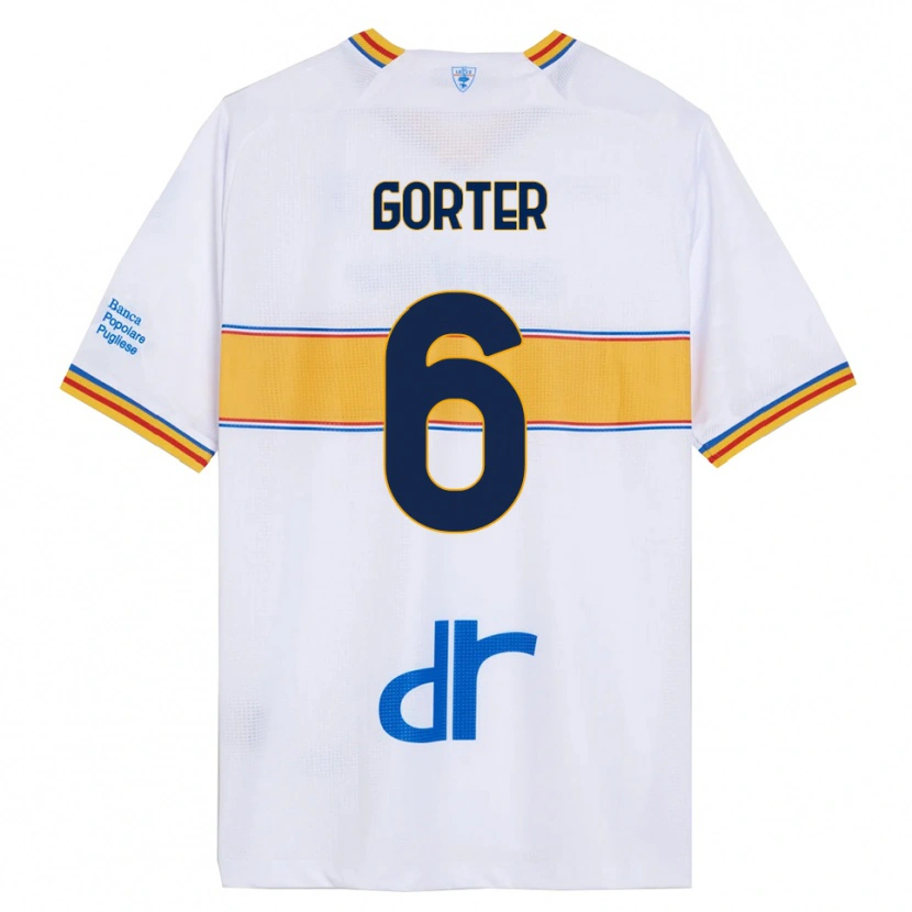 Danxen Criança Camisola Olaf Gorter #6 Branco Amarelo Alternativa 2025/26 Camisa