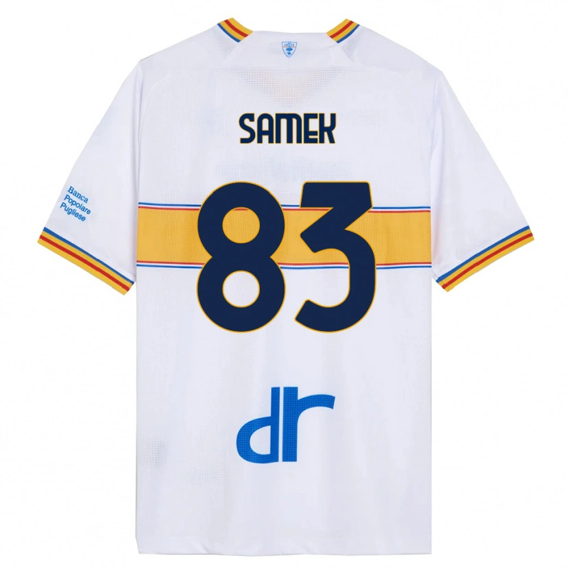 Danxen Criança Camisola Daniel Samek #83 Branco Amarelo Alternativa 2025/26 Camisa