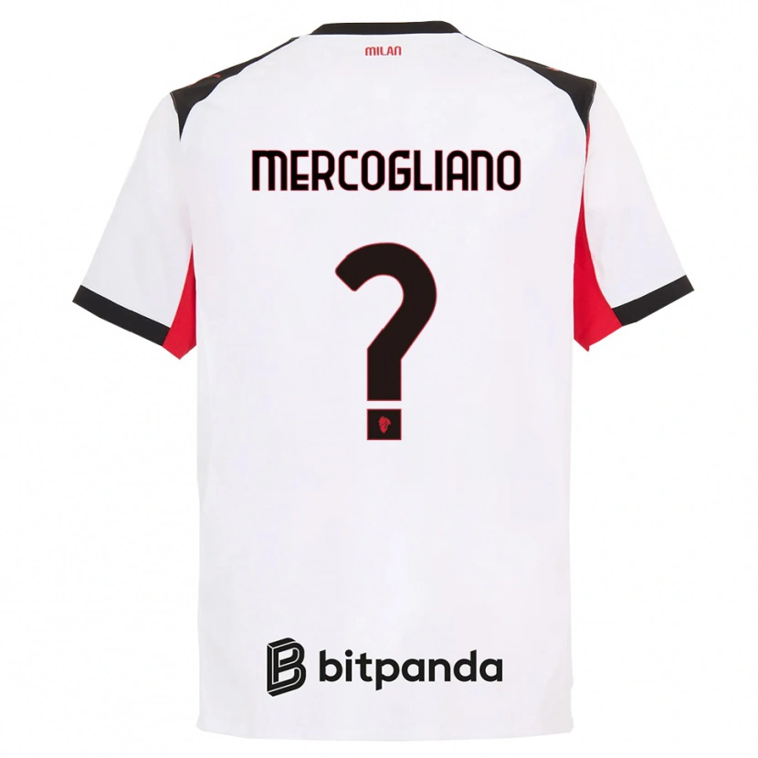 Danxen Criança Camisola Mattia Mercogliano #0 Branco Preto Alternativa 2025/26 Camisa