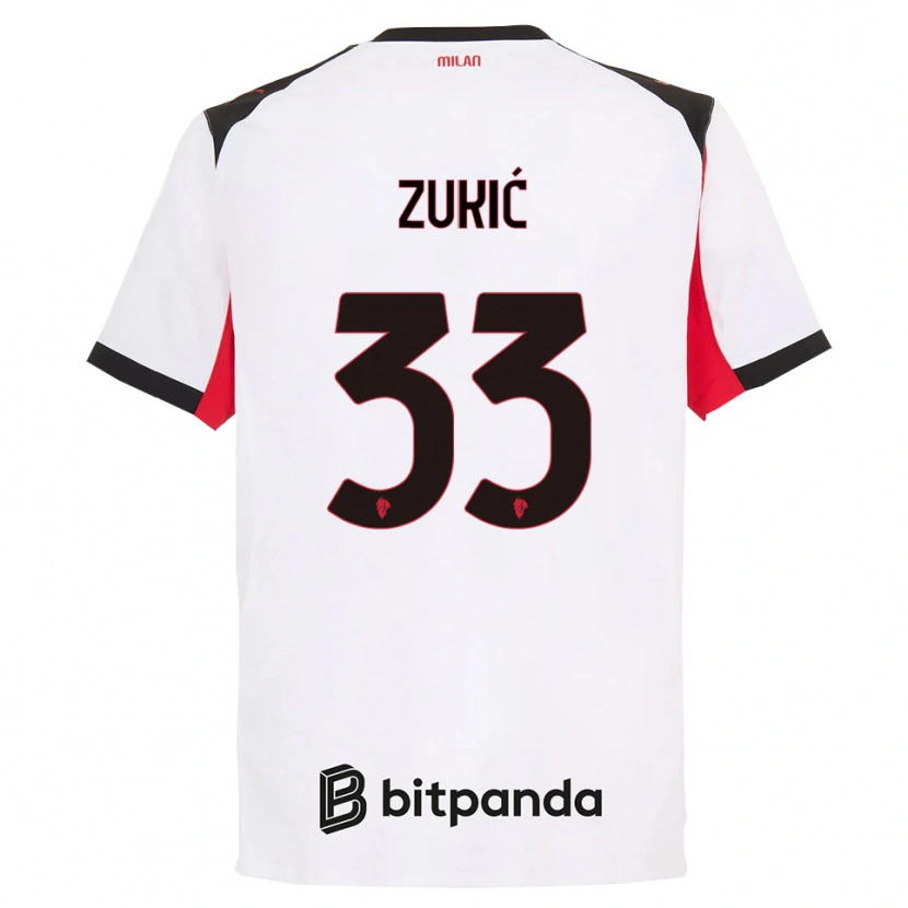 Danxen Criança Camisola Damir Zukić #33 Branco Preto Alternativa 2025/26 Camisa