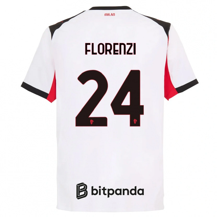 Danxen Criança Camisola Alessandro Florenzi #24 Branco Preto Alternativa 2025/26 Camisa