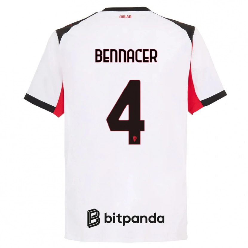 Danxen Criança Camisola Ismaël Bennacer #4 Branco Preto Alternativa 2025/26 Camisa