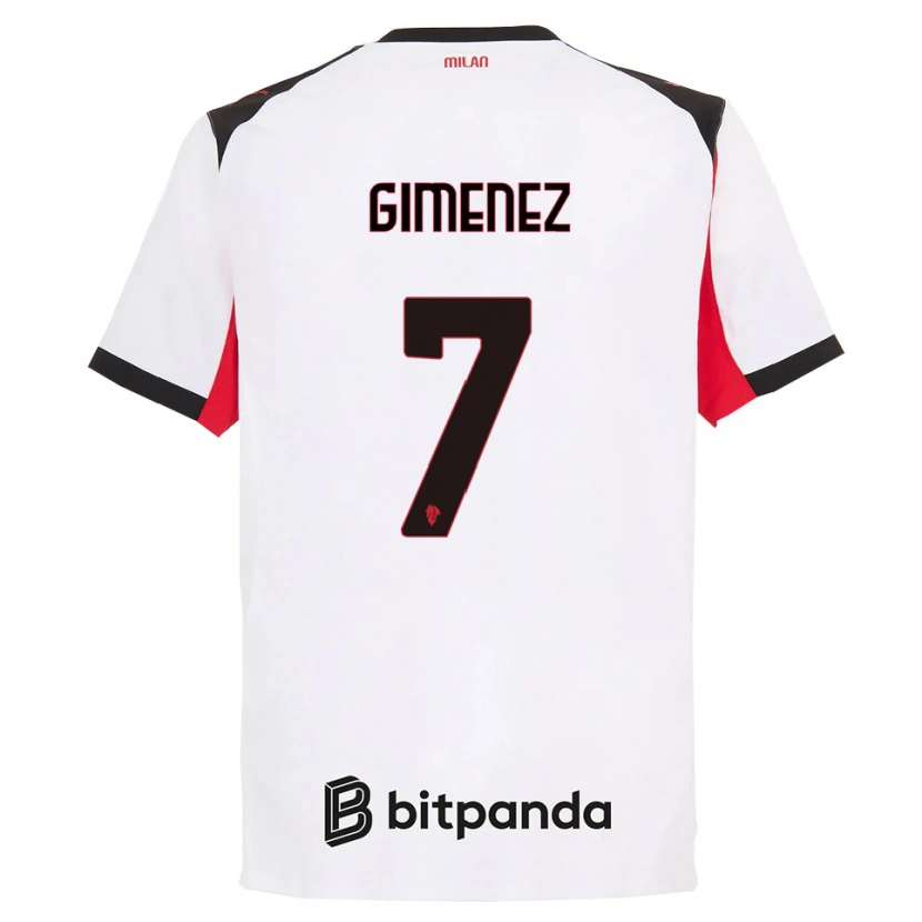 Danxen Criança Camisola Santiago Gimenez #7 Branco Preto Alternativa 2025/26 Camisa