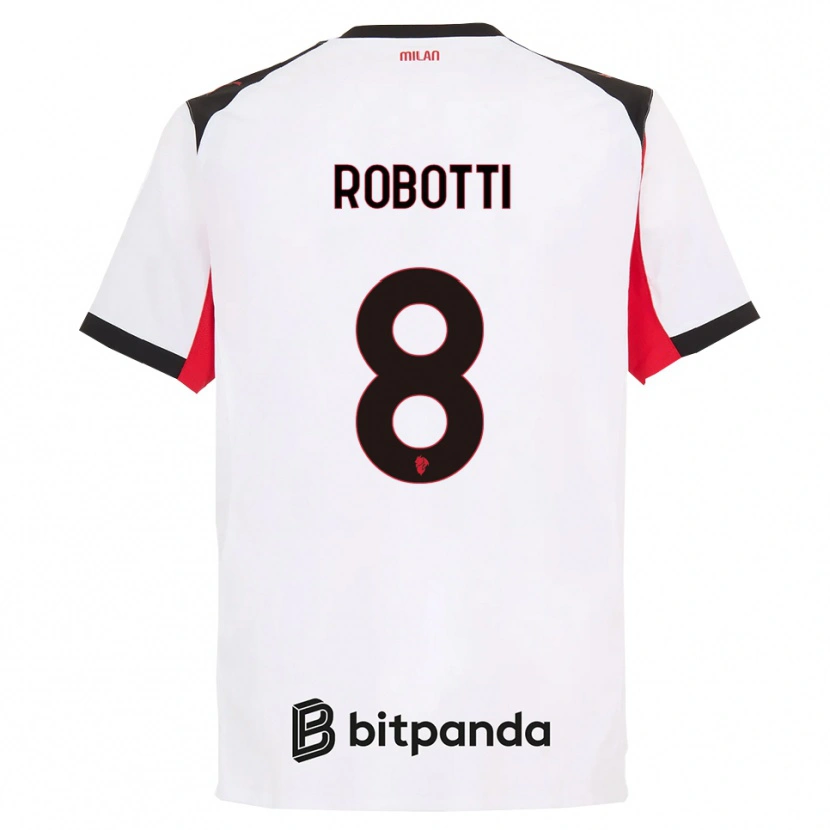 Danxen Criança Camisola Giovanni Robotti #8 Branco Preto Alternativa 2025/26 Camisa