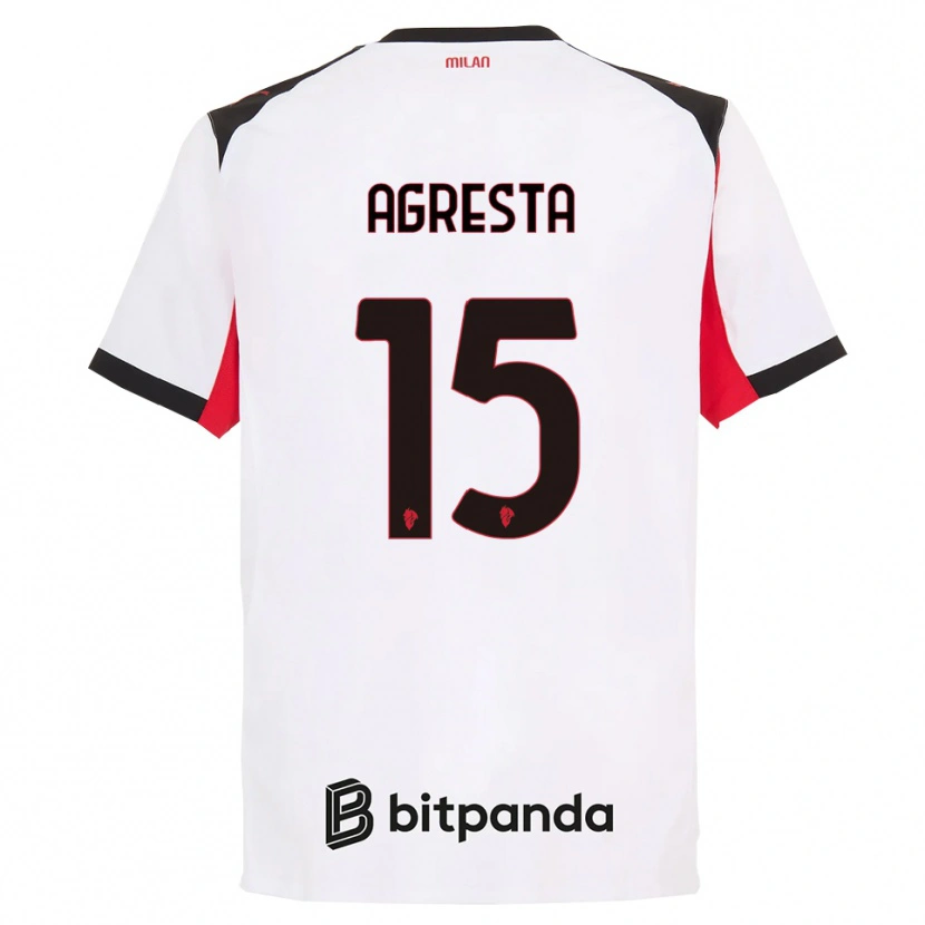 Danxen Criança Camisola Stefano Agresta #15 Branco Preto Alternativa 2025/26 Camisa