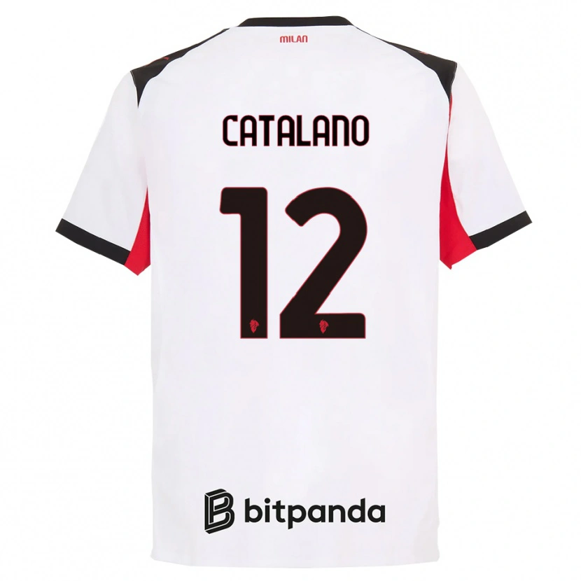 Danxen Criança Camisola Alessio Catalano #12 Branco Preto Alternativa 2025/26 Camisa