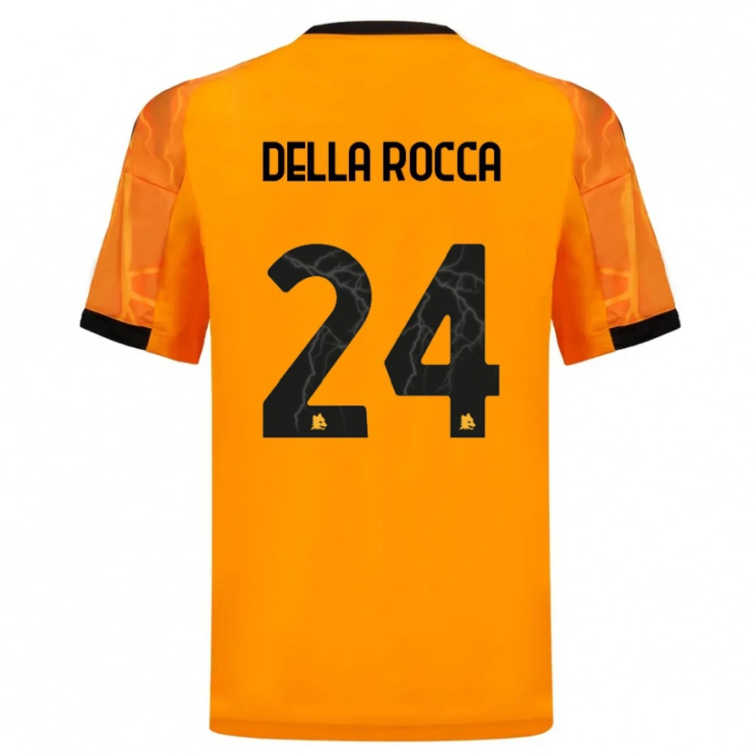 Danxen Criança Camisola Mattia Della Rocca #24 Laranja Preto Alternativa 2025/26 Camisa