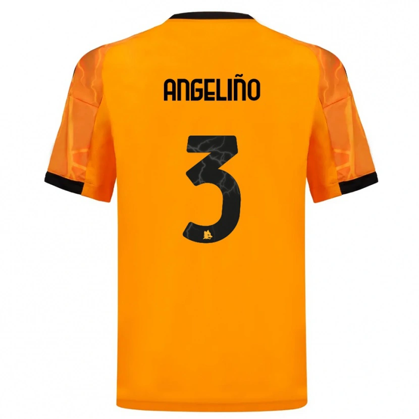 Danxen Criança Camisola Angeliño #3 Laranja Preto Alternativa 2025/26 Camisa