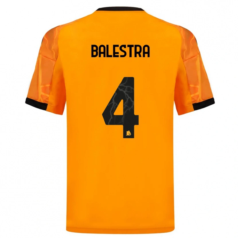 Danxen Criança Camisola Christian Balestra #4 Laranja Preto Alternativa 2025/26 Camisa