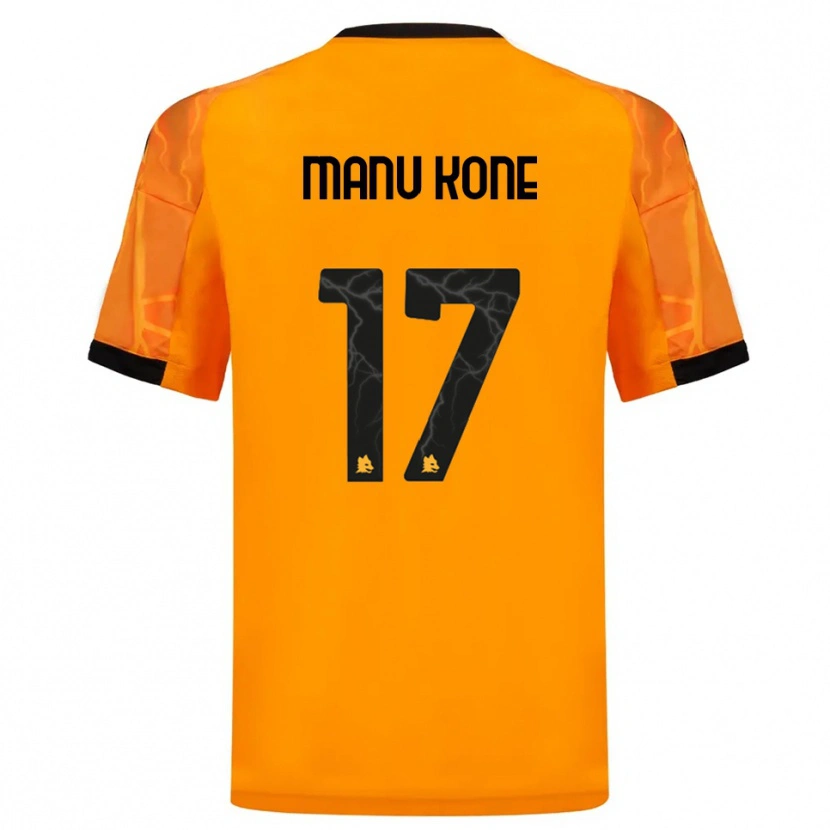 Danxen Criança Camisola Manu Koné #17 Laranja Preto Alternativa 2025/26 Camisa