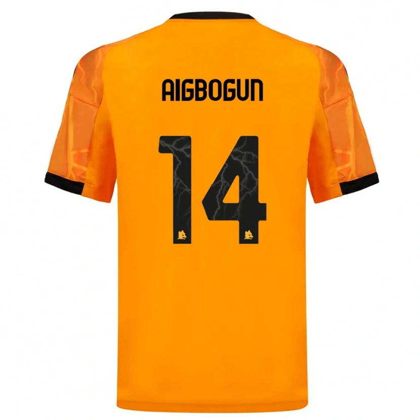 Danxen Criança Camisola Eseosa Aigbogun #14 Laranja Preto Alternativa 2025/26 Camisa