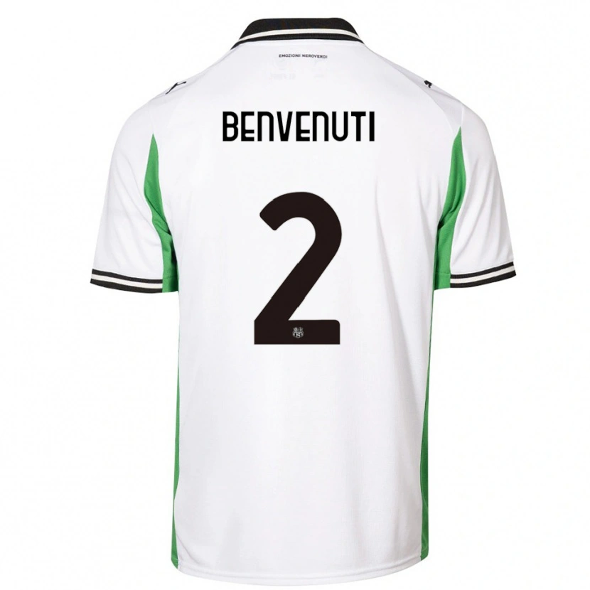 Danxen Criança Camisola Giacomo Benvenuti #2 Branco Verde Preto Alternativa 2025/26 Camisa
