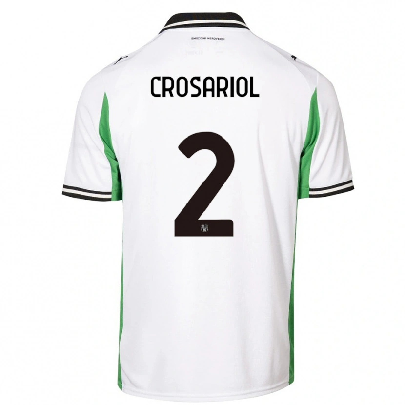 Danxen Criança Camisola Daniel Crosariol #2 Branco Verde Preto Alternativa 2025/26 Camisa