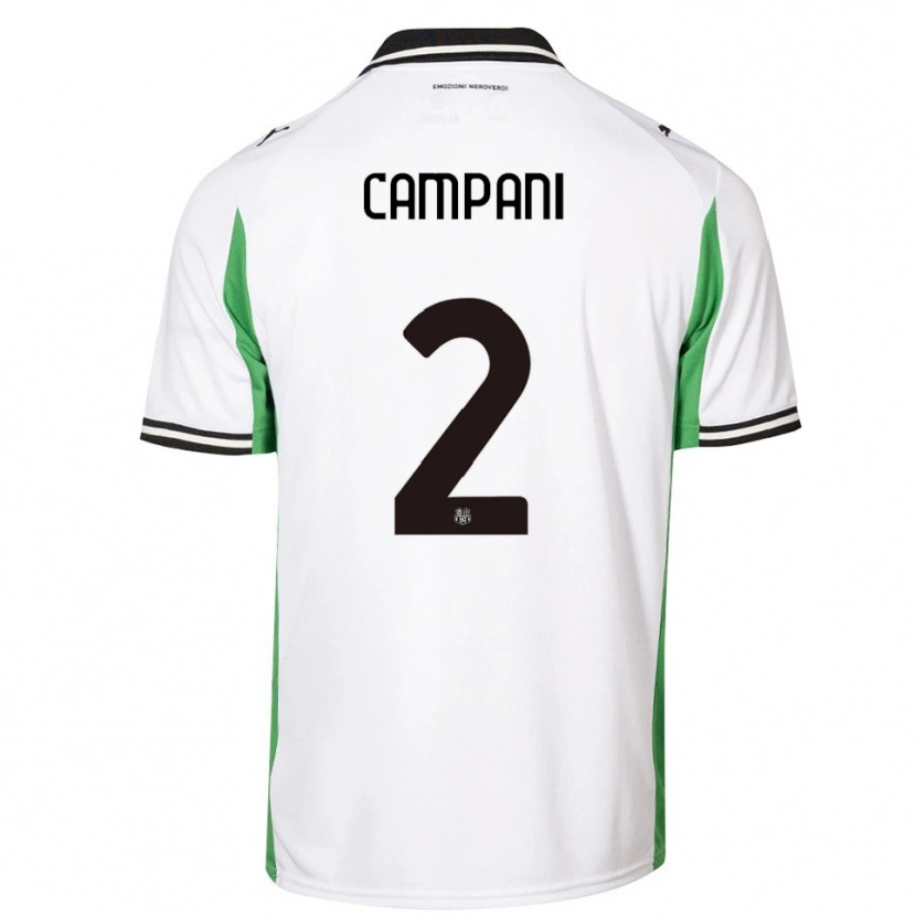 Danxen Criança Camisola Andrea Campani #2 Branco Verde Preto Alternativa 2025/26 Camisa