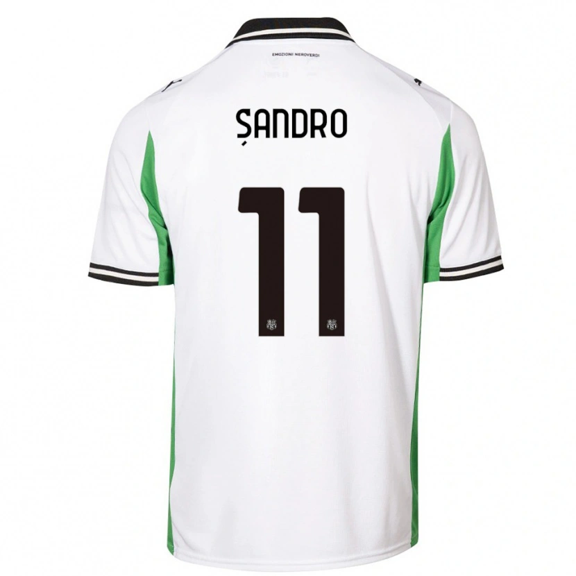 Danxen Criança Camisola Denis Șandro #11 Branco Verde Preto Alternativa 2025/26 Camisa