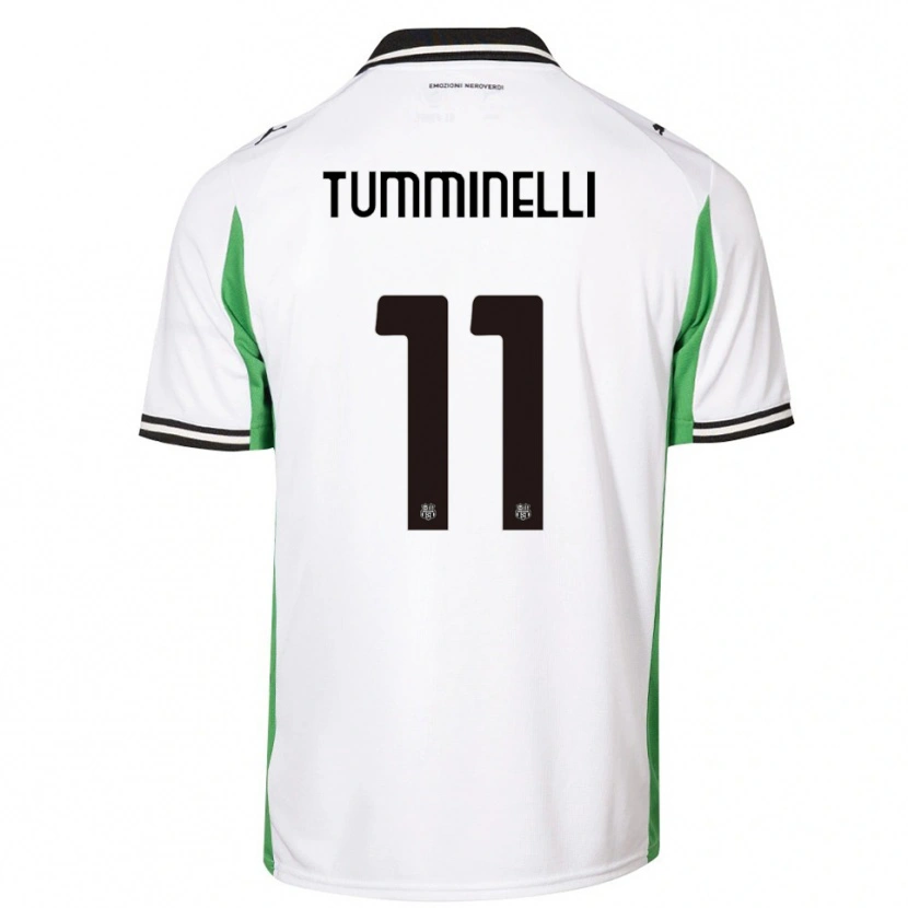 Danxen Criança Camisola Daniel Tumminelli #11 Branco Verde Preto Alternativa 2025/26 Camisa