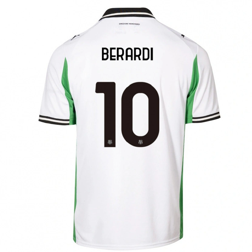 Danxen Criança Camisola Domenico Berardi #10 Branco Verde Preto Alternativa 2025/26 Camisa