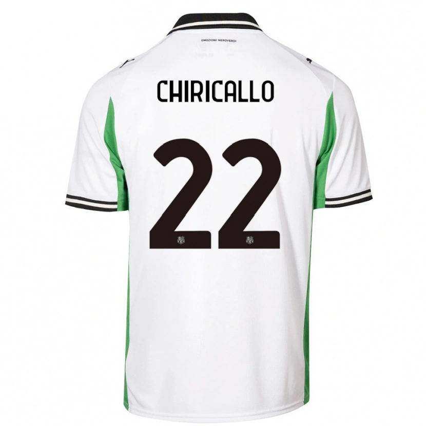 Danxen Criança Camisola Giovanni Chiricallo #22 Branco Verde Preto Alternativa 2025/26 Camisa
