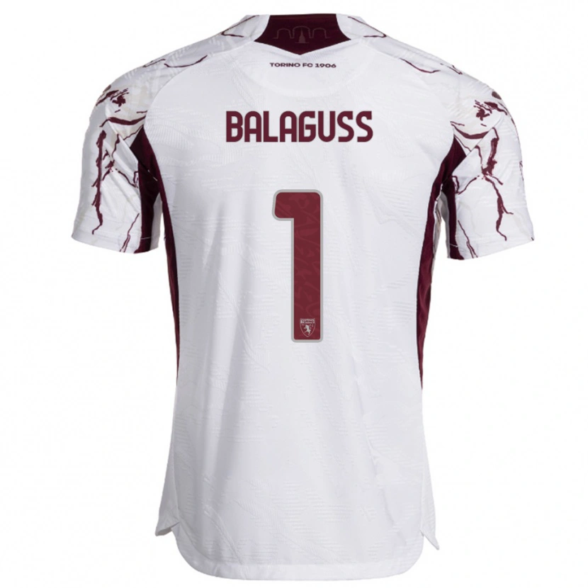 Danxen Criança Camisola Nils Balaguss #1 Branco Borgonha Alternativa 2025/26 Camisa