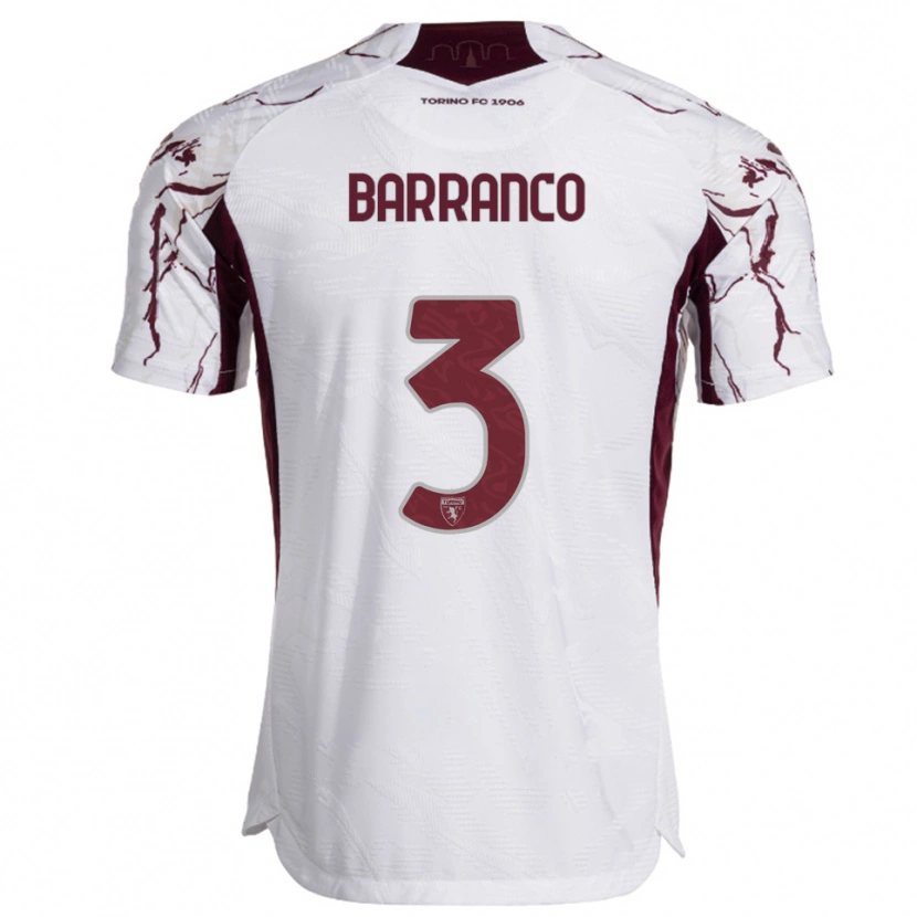 Danxen Criança Camisola Gioacchino Barranco #3 Branco Borgonha Alternativa 2025/26 Camisa