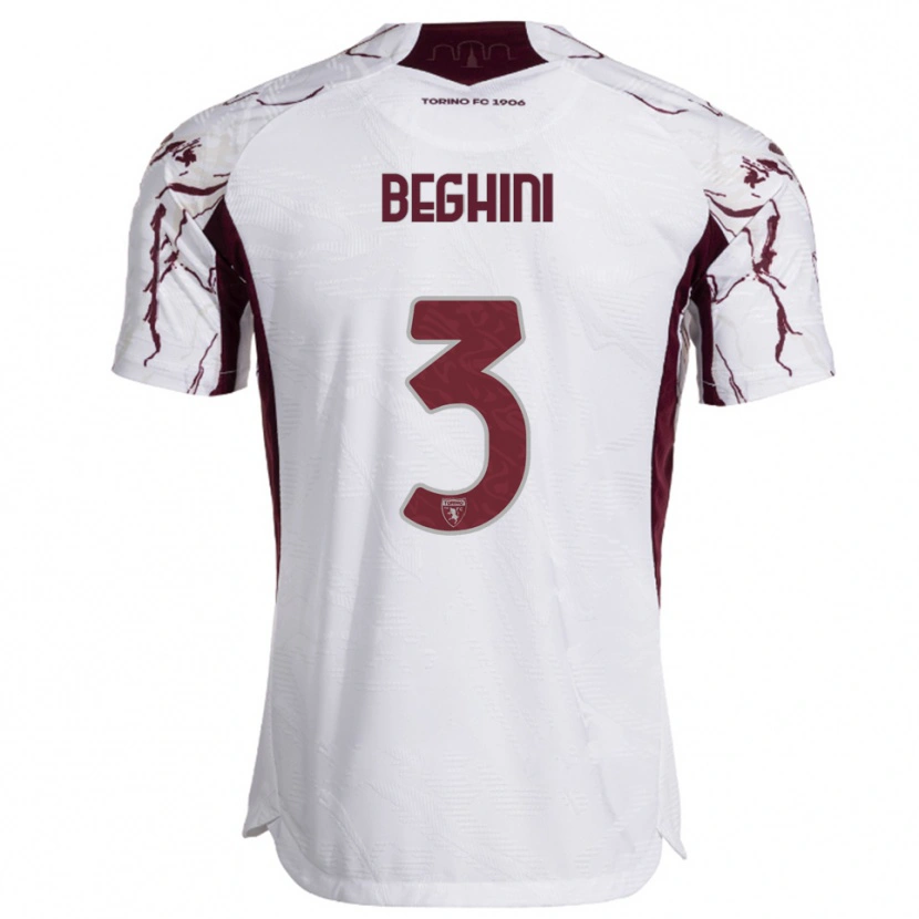 Danxen Criança Camisola Giulia Beghini #3 Branco Borgonha Alternativa 2025/26 Camisa