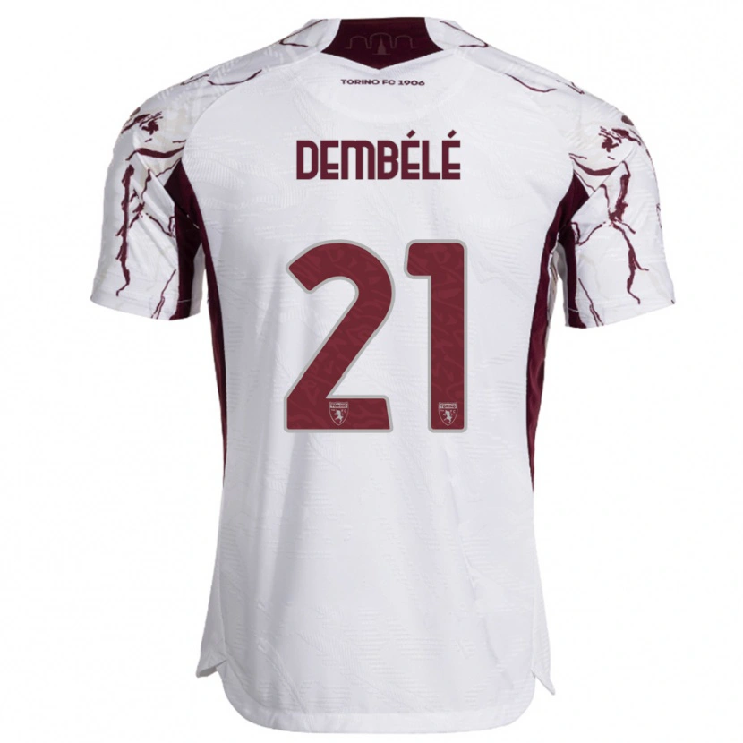 Danxen Criança Camisola Ali Dembélé #21 Branco Borgonha Alternativa 2025/26 Camisa
