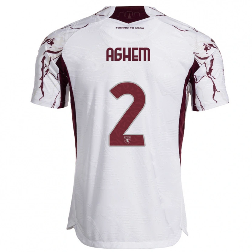 Danxen Criança Camisola Brigitta Aghem #2 Branco Borgonha Alternativa 2025/26 Camisa