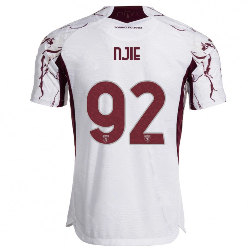 Danxen Criança Camisola Alieu Njie #92 Branco Borgonha Alternativa 2025/26 Camisa