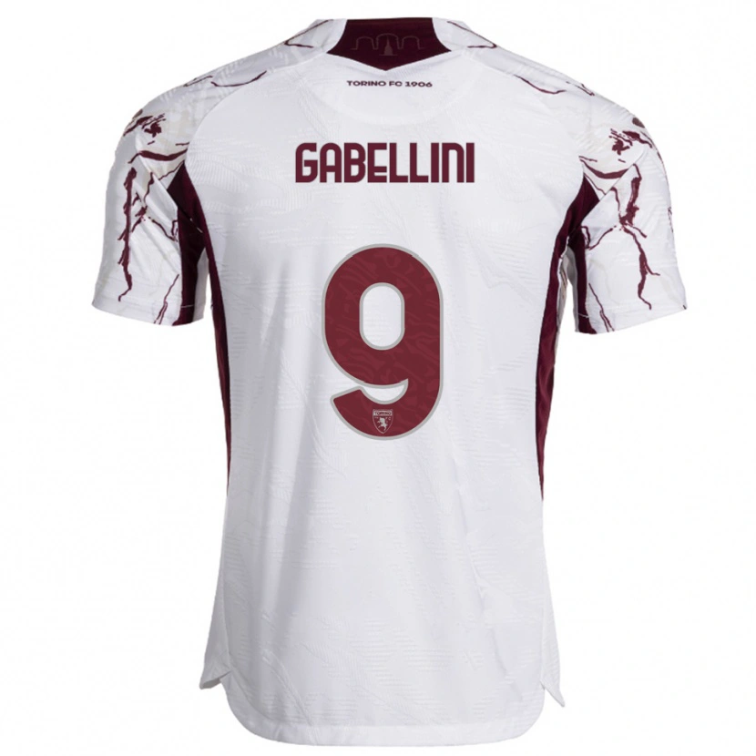 Danxen Criança Camisola Tommaso Gabellini #9 Branco Borgonha Alternativa 2025/26 Camisa
