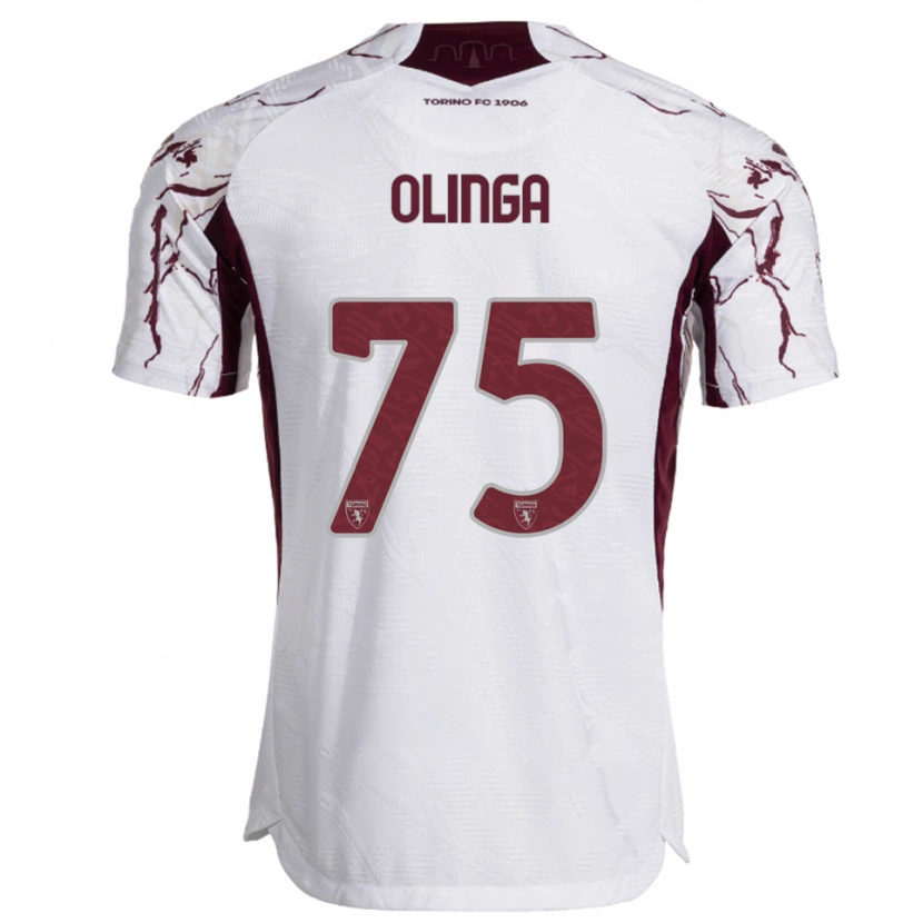 Danxen Criança Camisola Kenny Liema Olinga #75 Branco Borgonha Alternativa 2025/26 Camisa