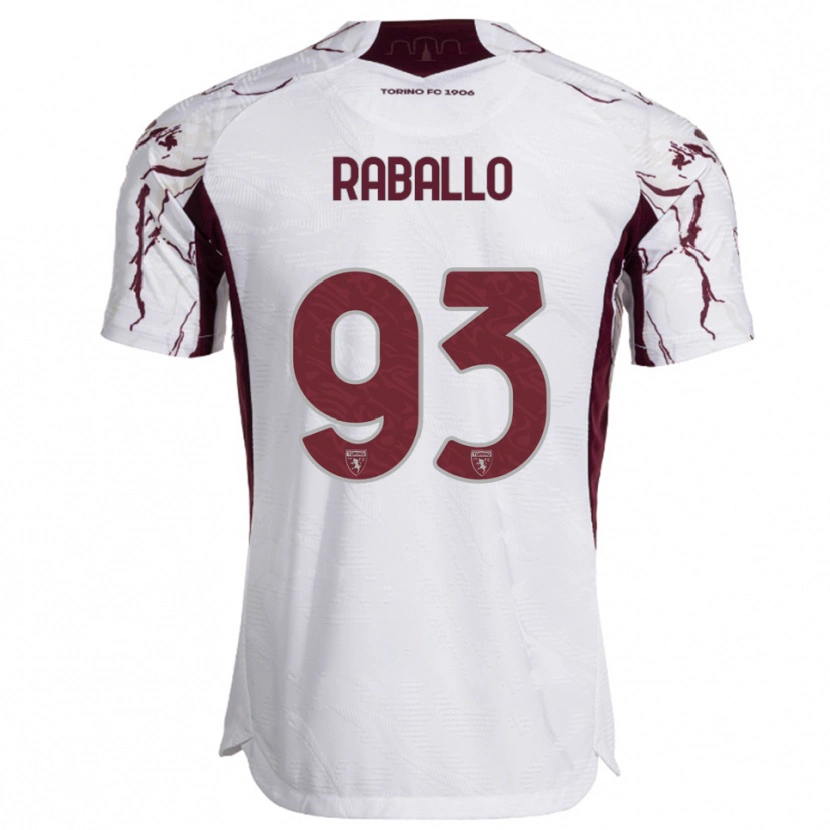 Danxen Criança Camisola Alessio Raballo #93 Branco Borgonha Alternativa 2025/26 Camisa