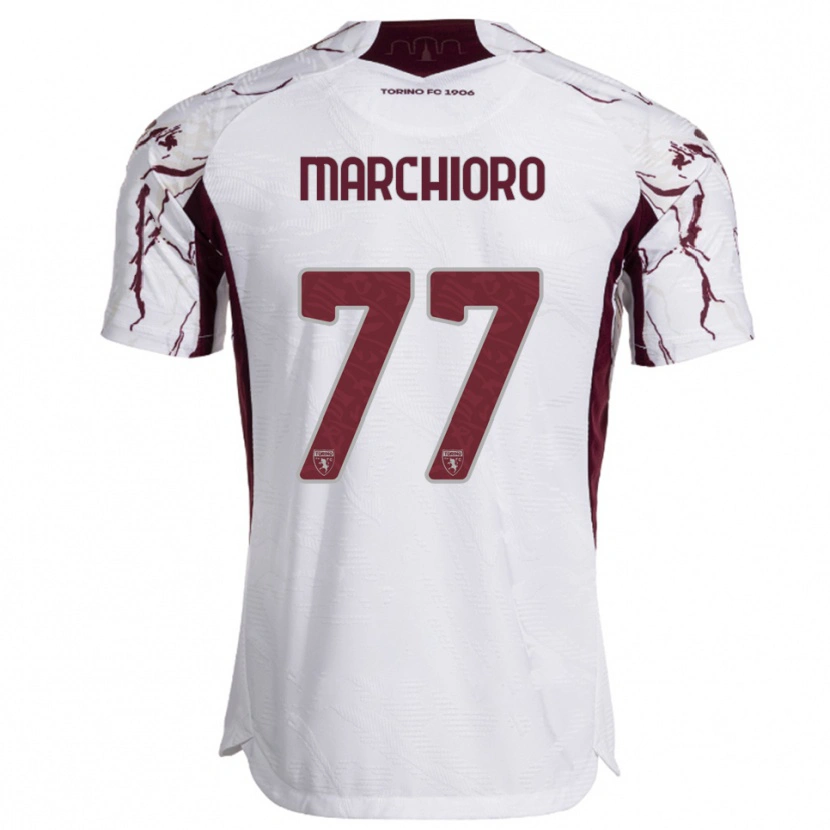 Danxen Criança Camisola Raffaele Marchioro #77 Branco Borgonha Alternativa 2025/26 Camisa