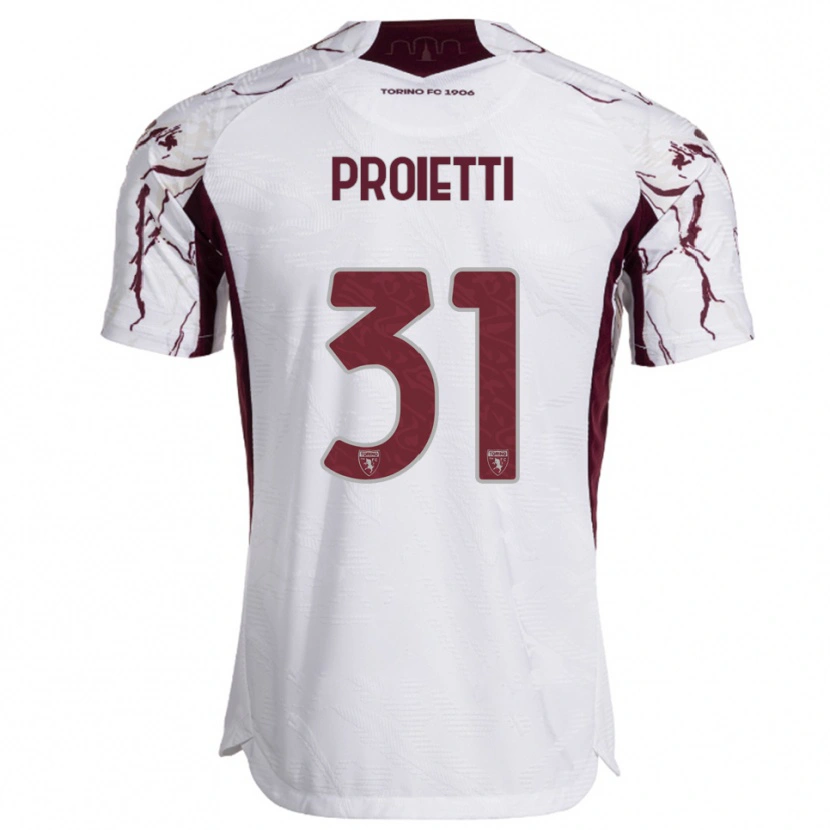 Danxen Criança Camisola Riccardo Proietti #31 Branco Borgonha Alternativa 2025/26 Camisa
