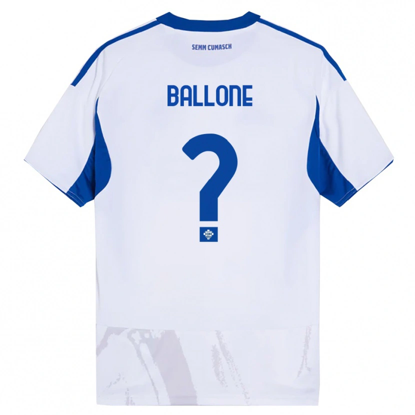 Danxen Criança Camisola Andrea Ballone #0 Branco Azul Alternativa 2025/26 Camisa
