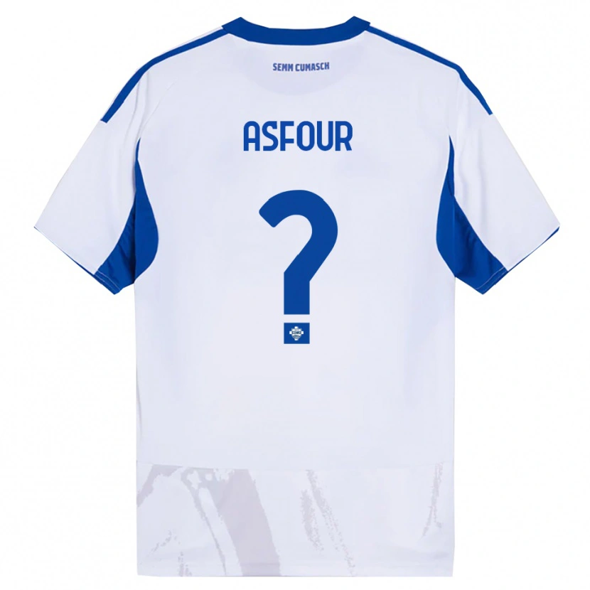 Danxen Criança Camisola Adam Asfour #0 Branco Azul Alternativa 2025/26 Camisa