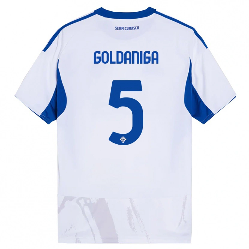 Danxen Criança Camisola Edoardo Goldaniga #5 Branco Azul Alternativa 2025/26 Camisa