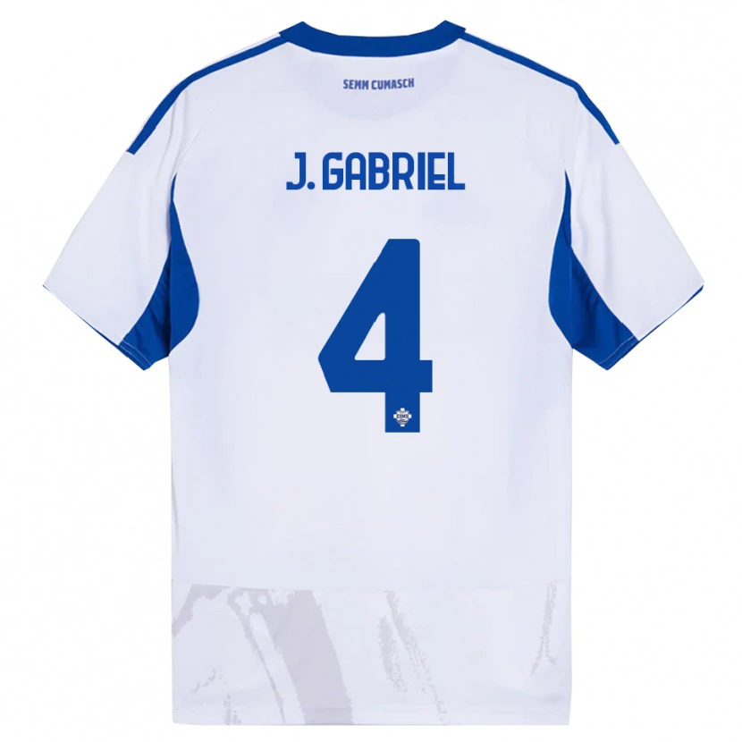 Danxen Criança Camisola João Gabriel #4 Branco Azul Alternativa 2025/26 Camisa